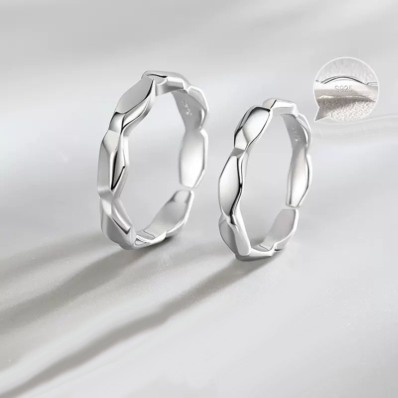 Matching Silver Promise Rings Set for Couples