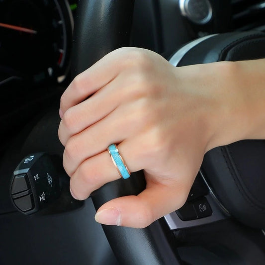 Engraved Mens Wedding Ring Tungsten and Turquoise