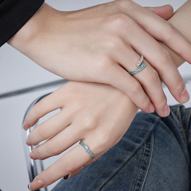 Engraved Matching Irregular Rings Set for Couples