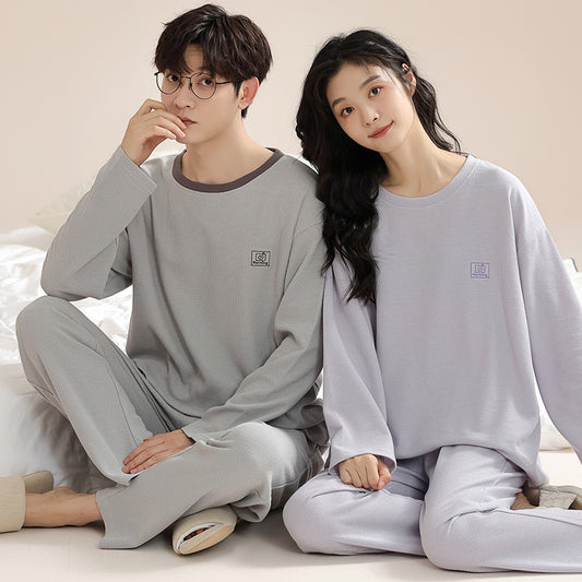 Simple Pure Cotton Pajamas Set for Couples