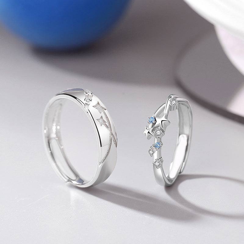 Matching Shooting Star Rings Set for Couples