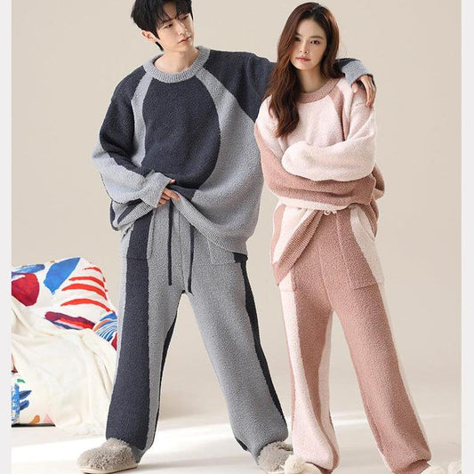 Modern Couples Winter Pajamas Set - Premium Polyester