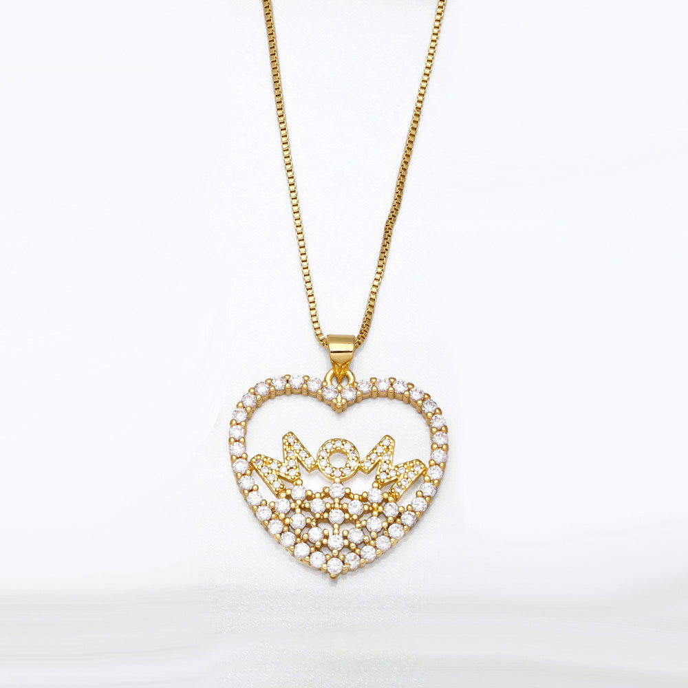 Heart Shaped Mom Pendant Necklace Gift
