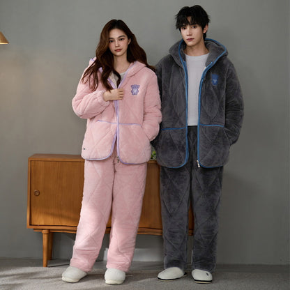 Thickened Poyester Winter Pajamas Set for Couples