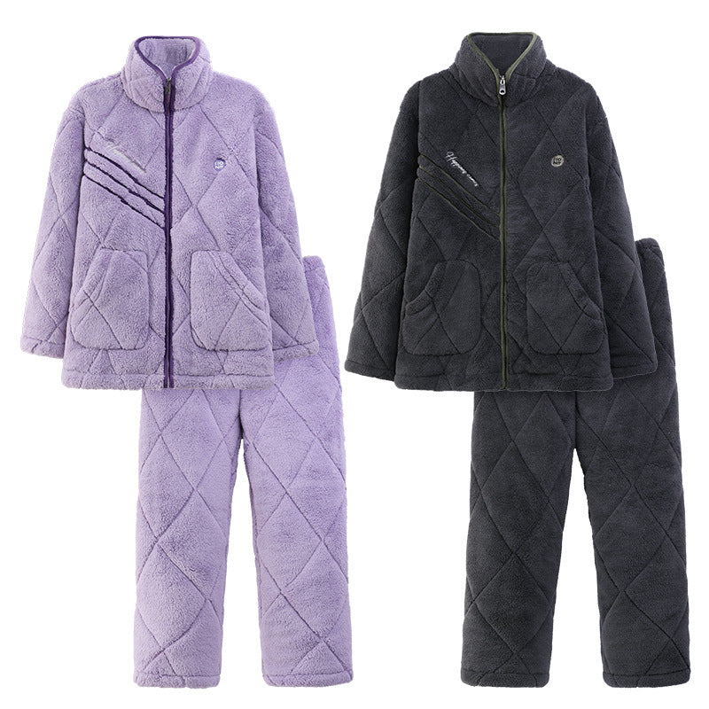 Ultra Warm Poyester Winter Pajamas Set for Couples