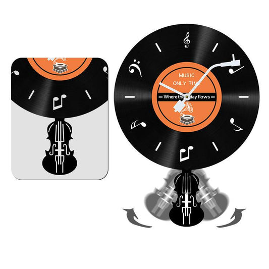 LP Record Pendulum Wall Clock — Vinyl, Silent (15.7x11.8 in)