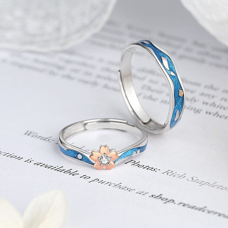 Engraved Floral Rings Set His and Hers