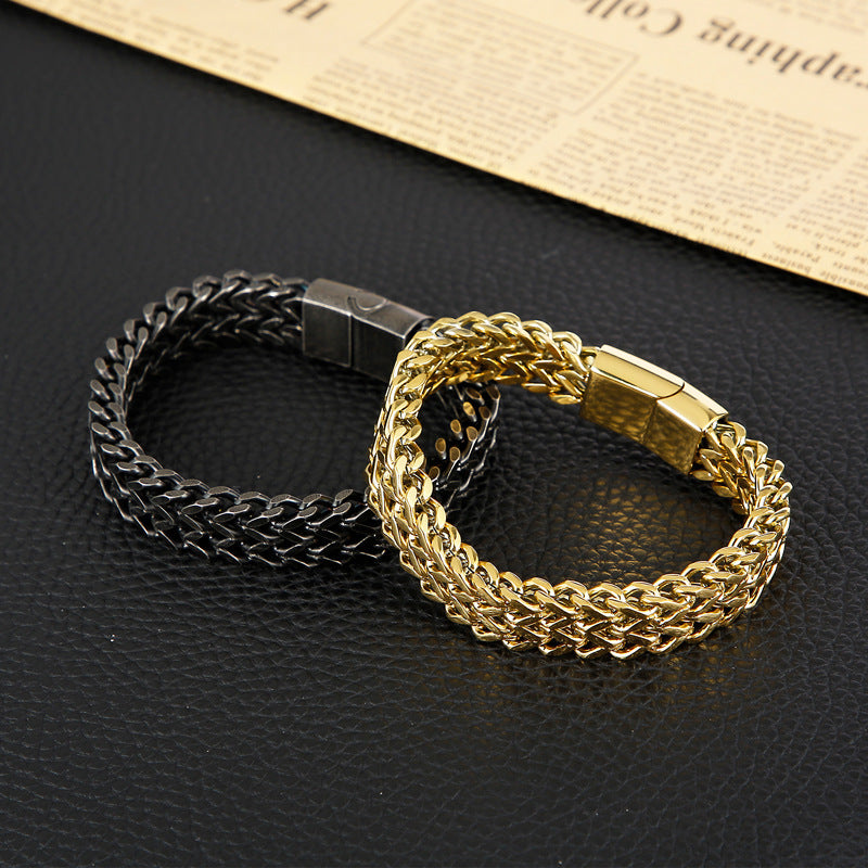 Personalized Braided Bracelet for Men 22cm Stainless Steel