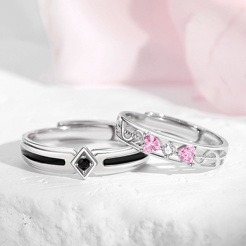 Personalized Matching Adjustable Size Rings for Couples