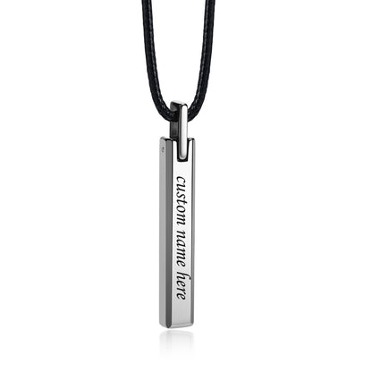 Custom Engraved Vertical Bar Necklace for Men