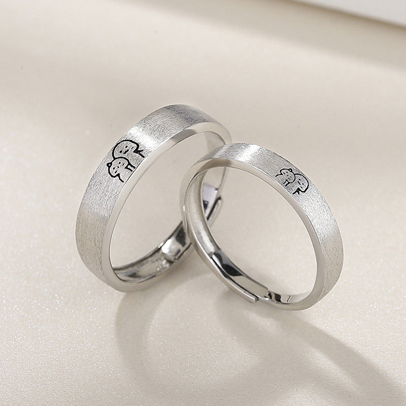 Custom Cute Couple Promise Rings Set for Two