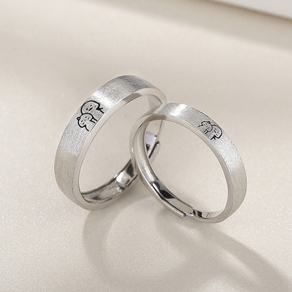 Custom Cute Couple Promise Rings Set for Two
