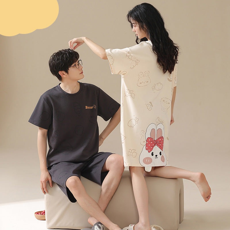 Comfortable Summer Sleepwear for Couples 100% Cotton