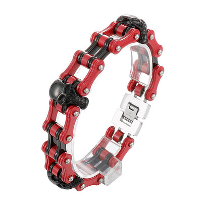 Custom Skull Bike Chain Mens Bracelet 22cm