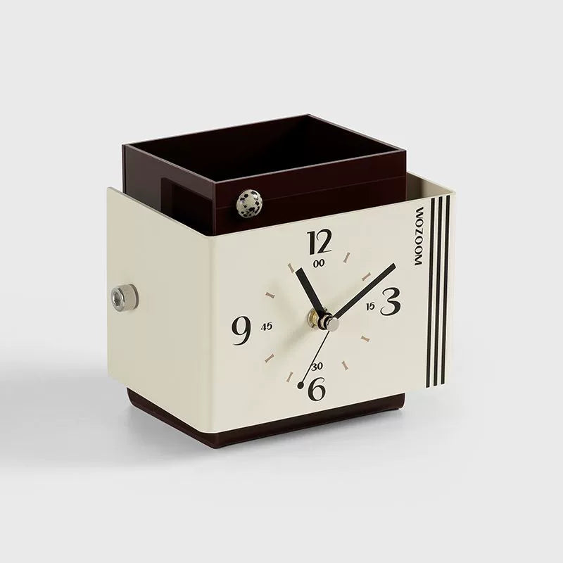 Silent Acrylic Desk Clock with Integrated Storage