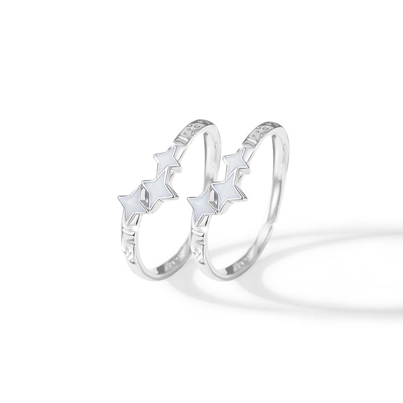 Luminous Stars Rings Set - Solid Sterling Silver - Adjustable Size