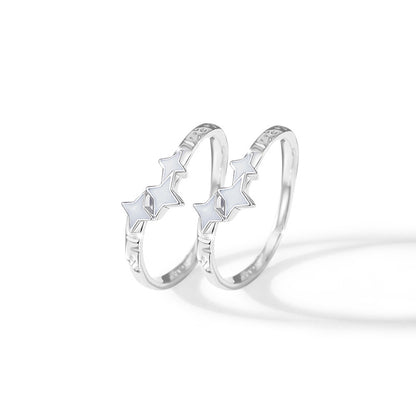 Luminous Stars Rings Set - Solid Sterling Silver - Adjustable Size