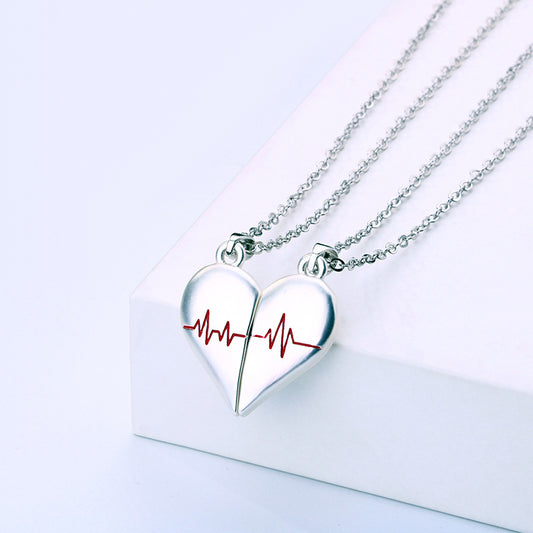 Engravable Magnetic Heartbeat Necklaces for Couples