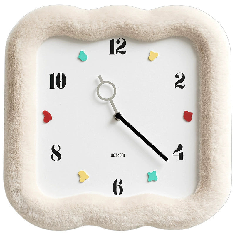 Soft Plush Wave Frame Silent Wall Clock