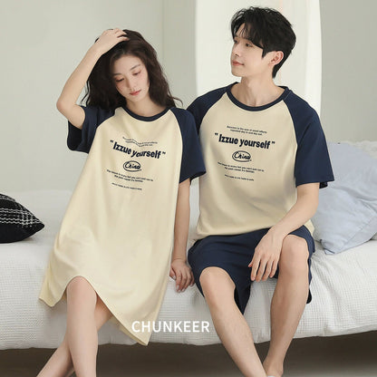 Sporty Raglan Typography Couple Sleepwear