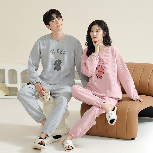 Matching Bear Cotton Nightwear Pajamas Set for Couples