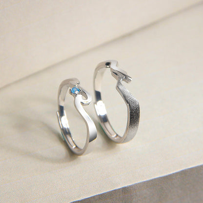 Custom Mountain and Ocean Matching Rings for Couples