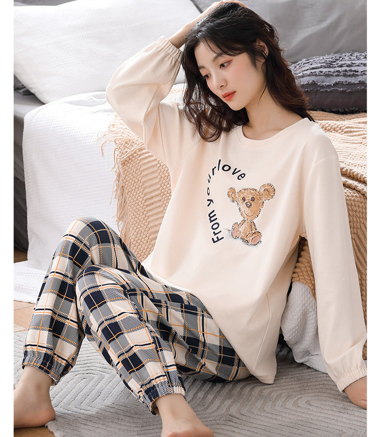 Matching Couple Pajamas – Soft Cotton with Bear Embroidery by Gullei