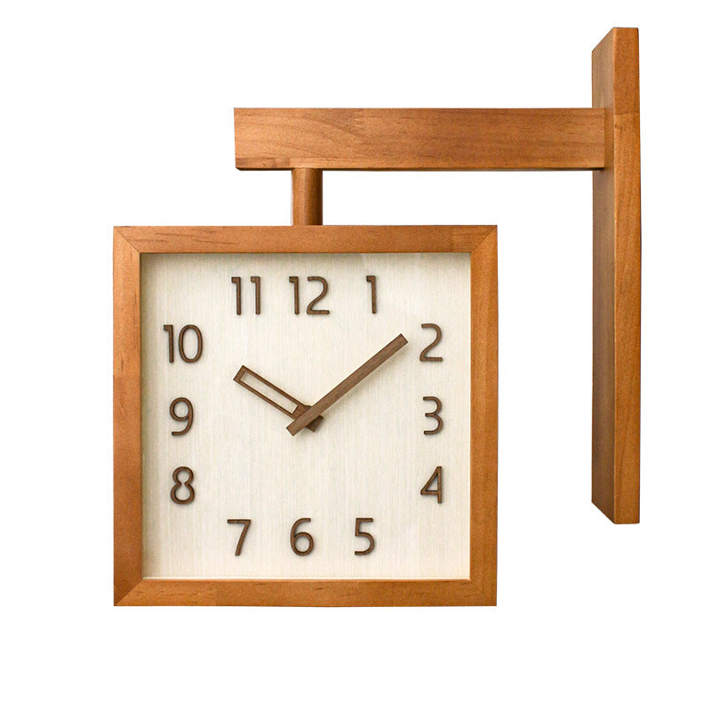 Wall Corner Two-Sided Wooden Analogue Wall Clock