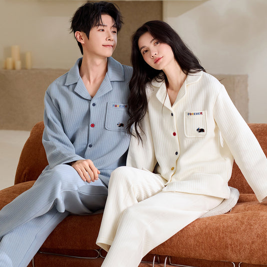 Matching Couple Pajamas – Air Cotton Three-Layer Set for Cozy Nights