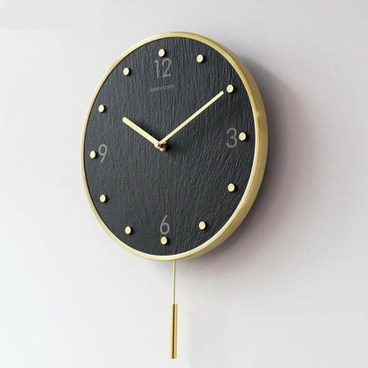 Natural Marble Pendulum Silent Wall Clock (12")