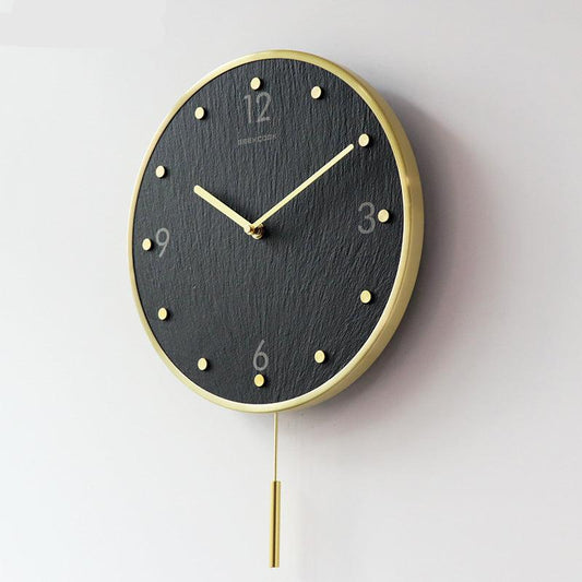 Natural Marble Pendulum Silent Wall Clock (12")