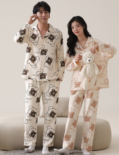 Matching Cotton Loungewear Pajamas Set for Couples