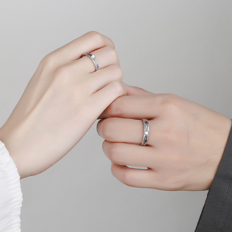 Engravable Angel Wings Rings Set for Couples