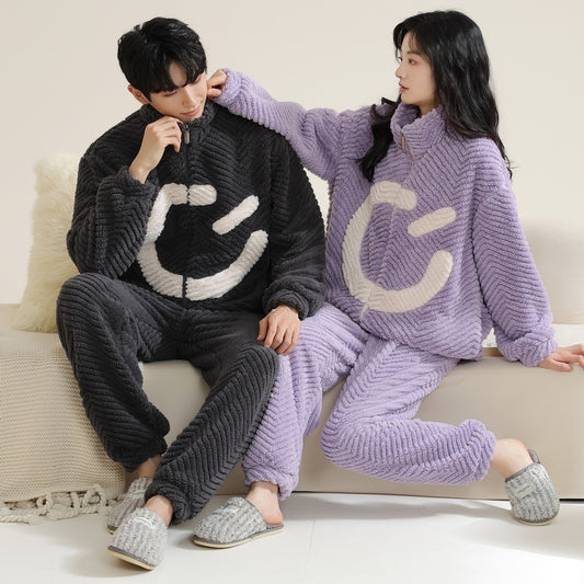 Couple Matching Nightwear Pajamas Set Pure Flannel