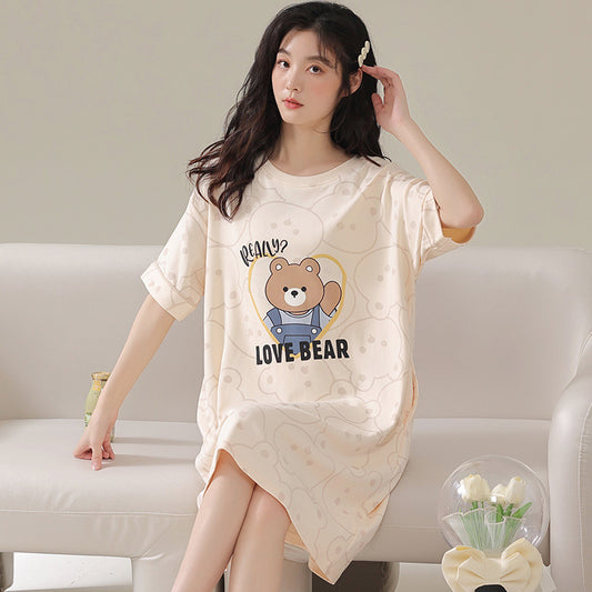 Cute Bear Pajamas Loungewear Dress for Girls