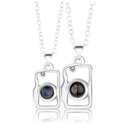 Love in 100 Languages Projection Magnetic Couple Necklaces Set