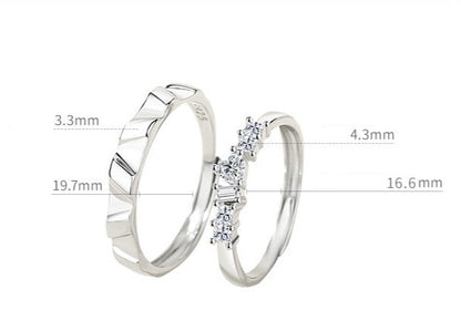 Adjustable Size Couple Matching Rings Set for Two