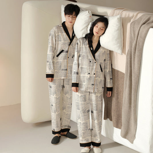 Breathable Cotton Matching Couples Pajamas Set