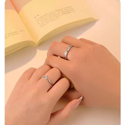 Engravable Floral Romantic Rings Set for Couples