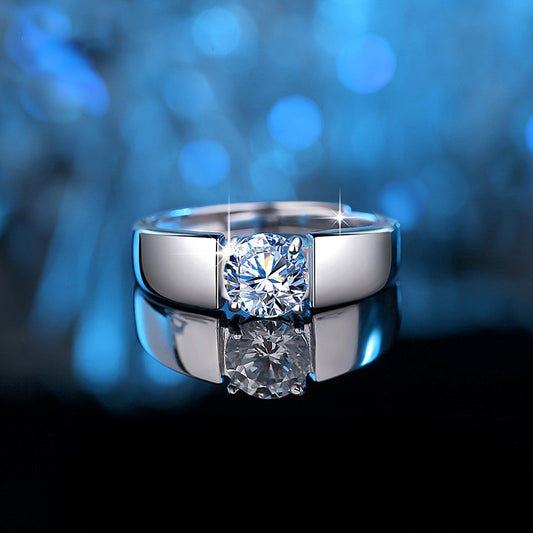 Engraved 1 Carat Moissanite Diamond Solitaire Ring
