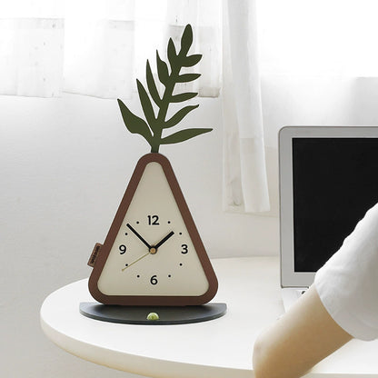 Nordic Silent Pedestal Clock with Integrated Tray