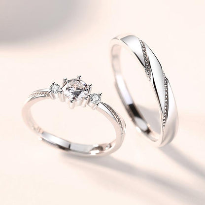 Engraved Sterling Silver Wedding Rings Set