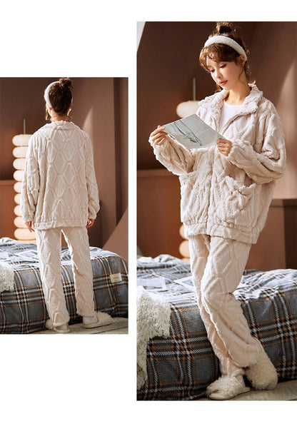 Matching Thick Pajamas Winter Sleepwear Set for Couples