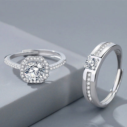 Matching Zirconium Couple Rings Set for 2 - Adjustable Size