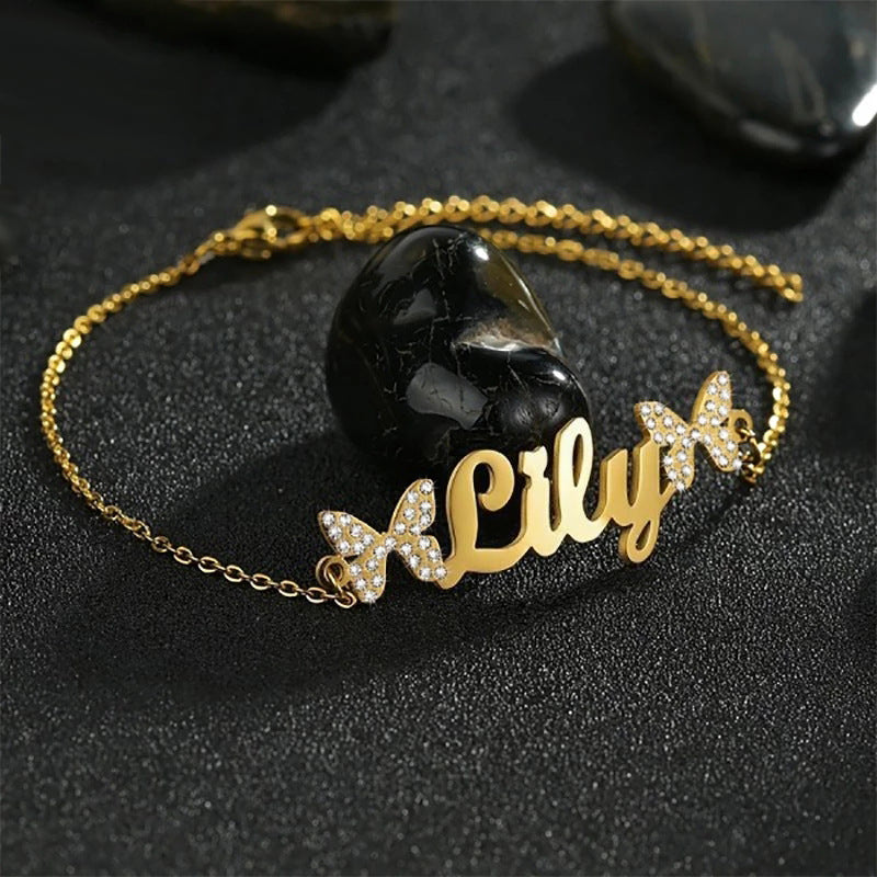 Butterfly Charm Custom Name Bracelet