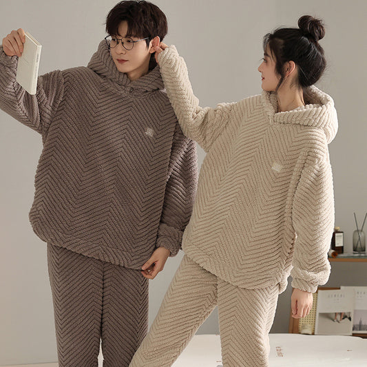 Fleece Pajamas Sleepwear Set for Couples
