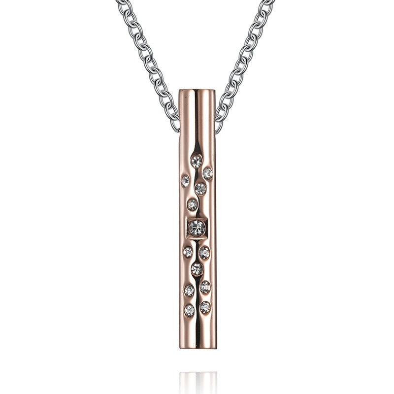 Engraved Vertical Bar Unisex Pendant Necklace