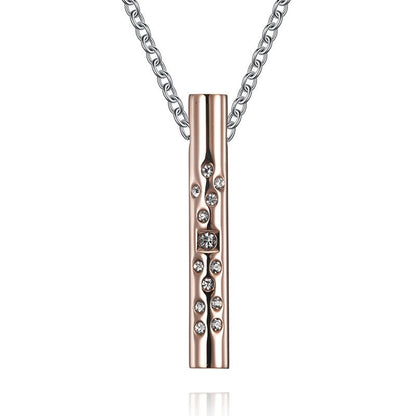 Engraved Vertical Bar Unisex Pendant Necklace