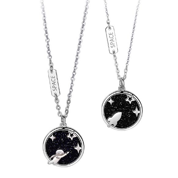 Spaceman Couple Necklaces Set for 2