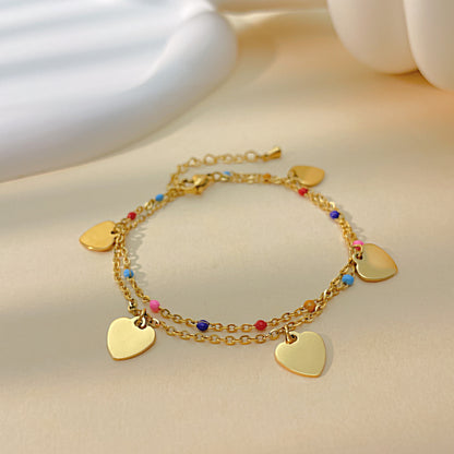 Custom Engraved Hearts Charm Bracelet Gift for Her